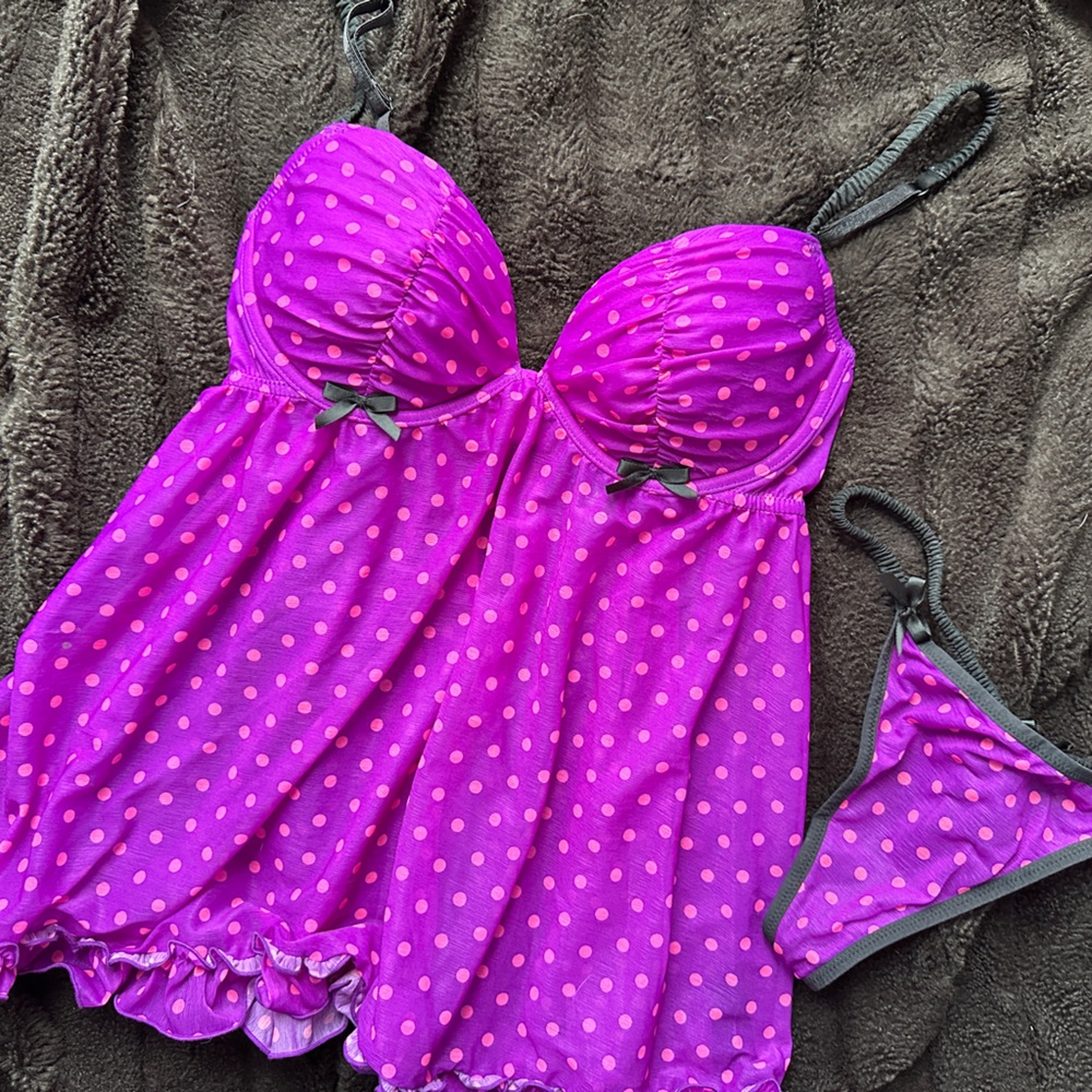 La SENZA Purple Polka Dot babydoll set